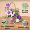 Blumenkorb mit gehäkelten Blumen zum verschenken