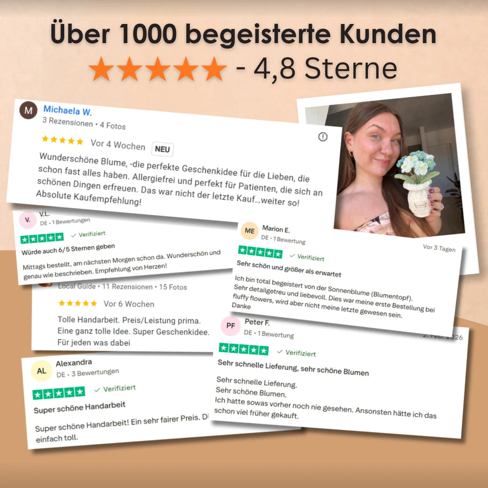 Kundenbewertungen zu den gehäkelten Vergissmeinnicht