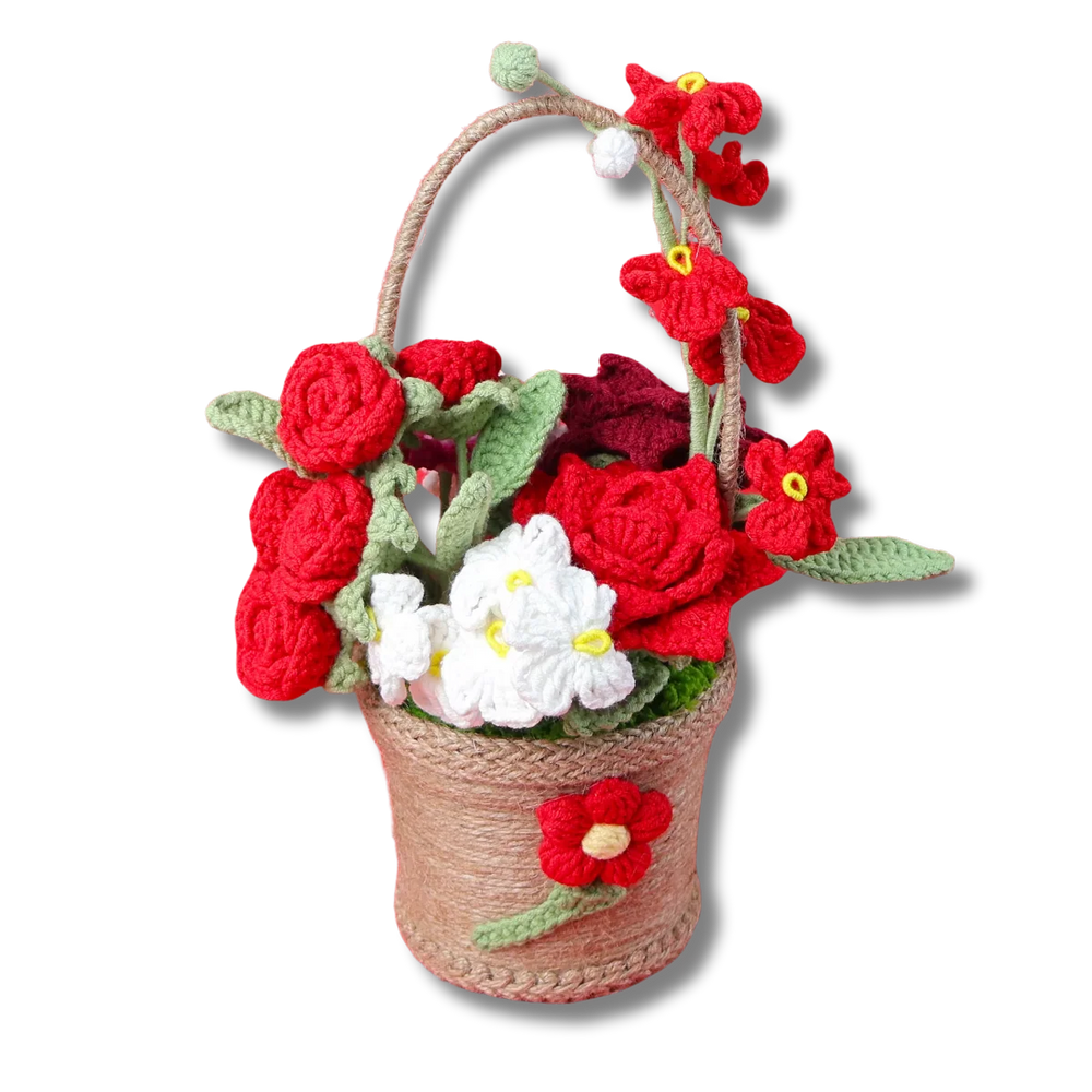 Geschenkkorb gehäkelt in Rot